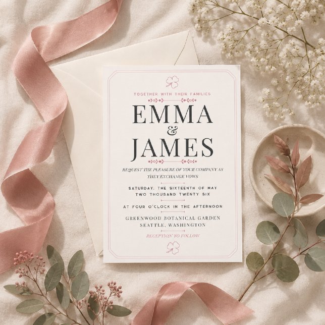 Editable Dusty Rose Minimal Wedding Invitation (Elegant Dusty Rose Wedding Invitation for timeless romantic celebrations.)
