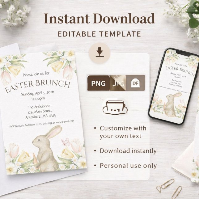 Editable Easter Brunch Invitation Instant Download (Creator Uploaded)