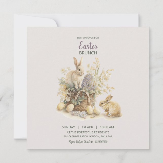 Editable Easter Bunny Invitation (Front)