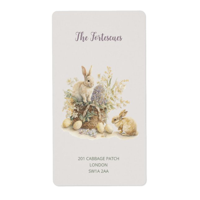 Editable Easter Bunny Label (Front)
