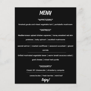 Editable Elegant Black and White Menu Flyer