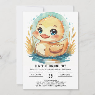 Editable Elegant Duck Birthday Invitation
