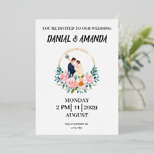 Editable Elegant Floral Wedding Invitation 