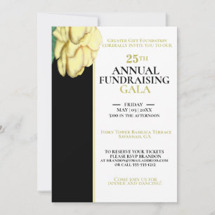 Editable Elegant White, Black Charity Event Gala Invitation