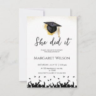 Editable Elle L'A Fait Graduation Invitation