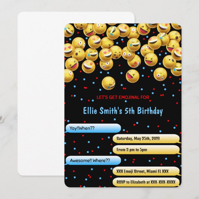 Editable Emoji Invitation (Front/Back)