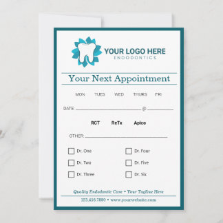Editable Endodontics Next Appointment Invitation