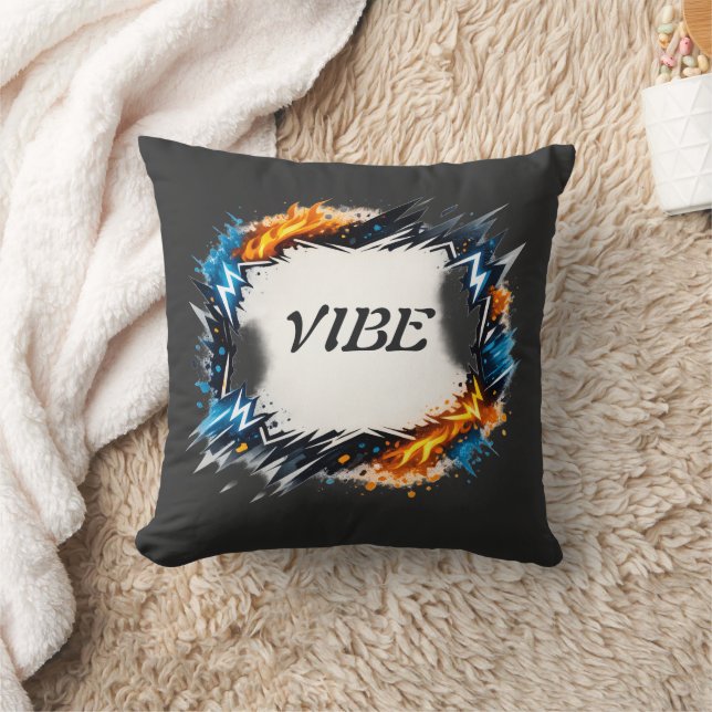 Editable Energy Frame Design – Custom Text  Throw Pillow (Blanket)
