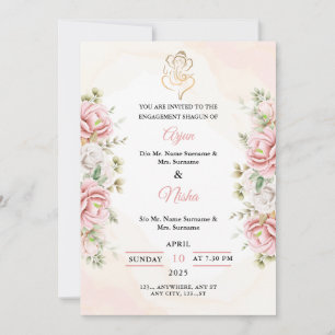 Editable Engagement Shagun Invitation Card