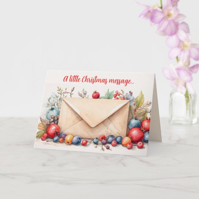Editable Envelope Berries And Flowers Christmas Card (Orchid)