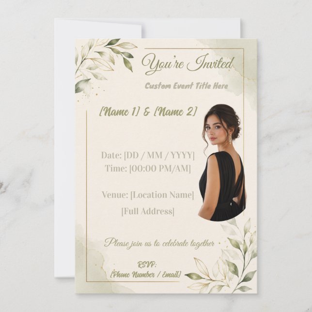 Editable Event Invitation | Photo & Text Template (Front)