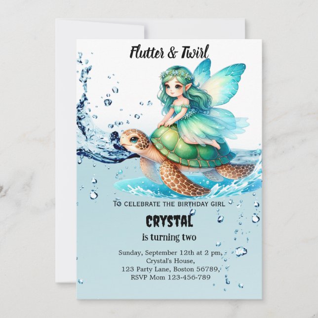 Editable Fairy Birthday Invitation  (Front)