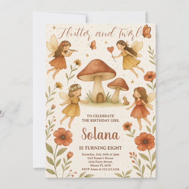 Editable Fairy Birthday Invitation (Front)