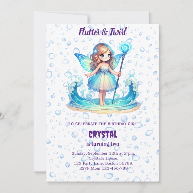 Editable Fairy Birthday Invitation  (Front)