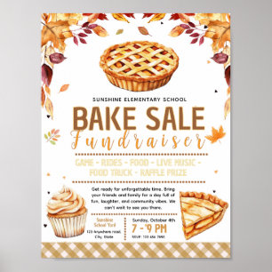 Editable fall bake sale Fundraiser Flyer Poster