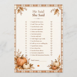 Editable Fall He Said She Said Bridal Shower Games