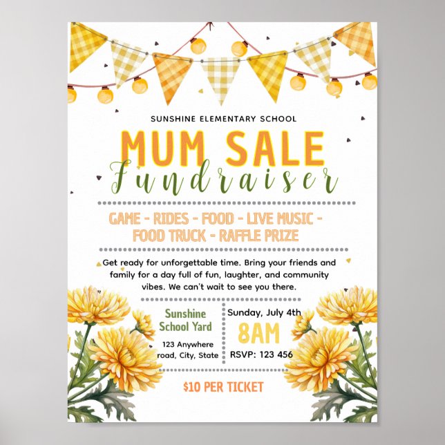 Editable fall mum sale fundraiser flyer poster (Front)