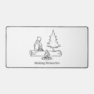 Editable Family Camping Dad Outdoor Line Art Desk Mat