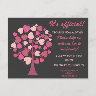 Editable Family Tree of Hearts Adoption Invitation Postcard