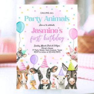Editable Farm Girl Birthday Invitation, Pink Farm  Invitation