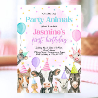 Editable Farm Girl Birthday Invitation, Pink Farm  Invitation