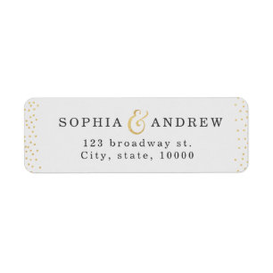 Editable faux gold glitter confetti return address