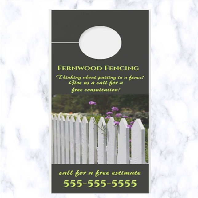 Editable Fences Door Hanger (What a great way to advertise your fencing services business!)