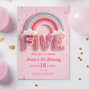 Editable Fifth Birthday Invitation, 5th birthday  Invitation