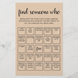 Editable Find Someone Who Game Bingo game