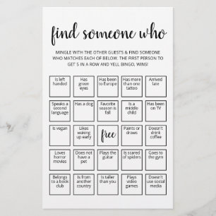 Editable Find Someone Who Game Bingo game