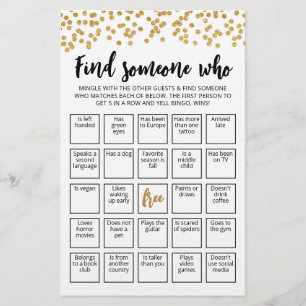 Editable Find Someone Who Game Bingo game
