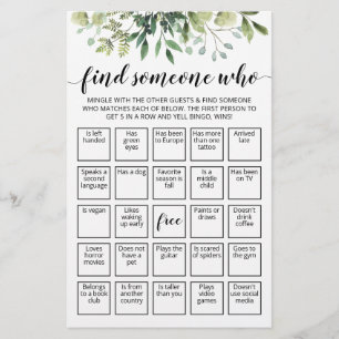 Editable Find Someone Who Game Bingo game