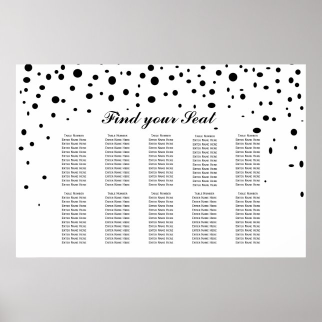 Editable Find Your Seat - Wedding Seating Chart (Front)