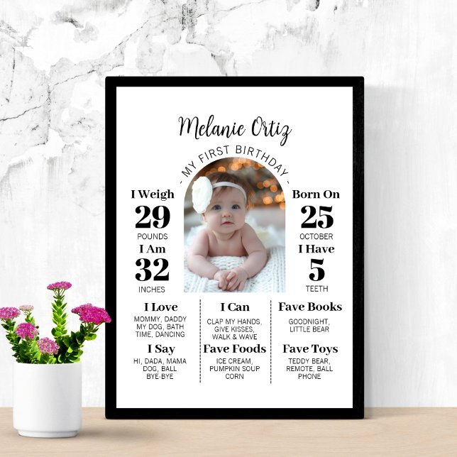 EDITABLE First Birthday One Year Photo Baby Board Poster (Creator Uploaded)