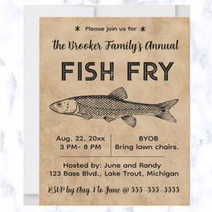 Editable Fish Fry Invitation Card