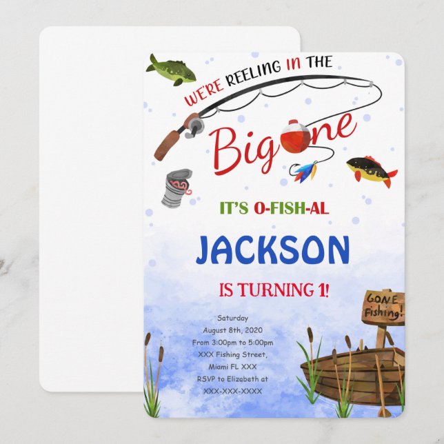 Editable Fishing Birthday Invitation (Front/Back)