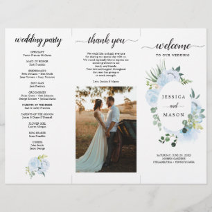 Editable Fleur Jolie Trifold Wedding Program