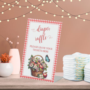 Editable Floral Apple Diaper Raffle Table Sign