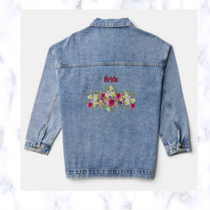 Editable Floral Arrangement Wedding Denim Jacket