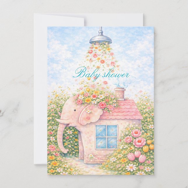 Editable Floral Baby Shower Invitation  (Front)