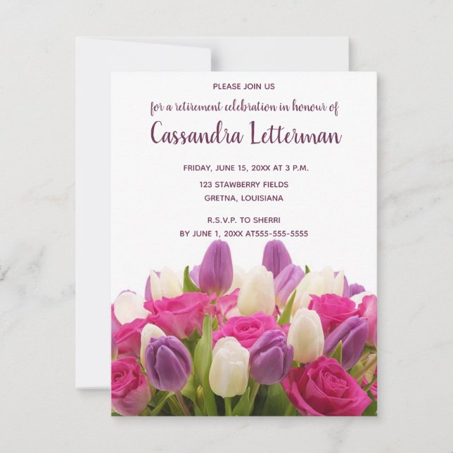 Editable Floral Bouquet Birthday Invitation (Front)