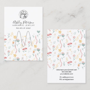 Editable floral logo jewellery ring holder business card