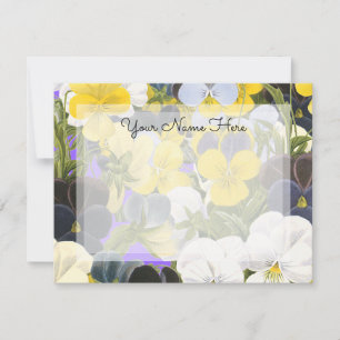 Editable Floral Violets and Pansy Pattern  Card