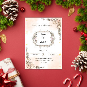 Editable Floral Wedding Invitation   Elegant Neutr