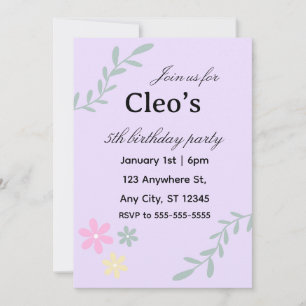 Editable flower birthday invitation