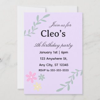 Editable flower birthday invitation