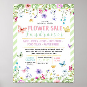 Editable flower sale fundraiser flyer poster