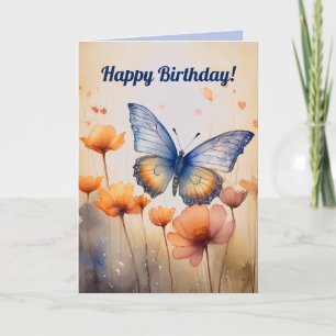 Editable Flowers and Butterfly Card