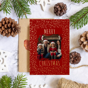 Editable Foil Christmas Card Template Two Photos