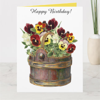 Editable Folded Pansies in a Bucket Card